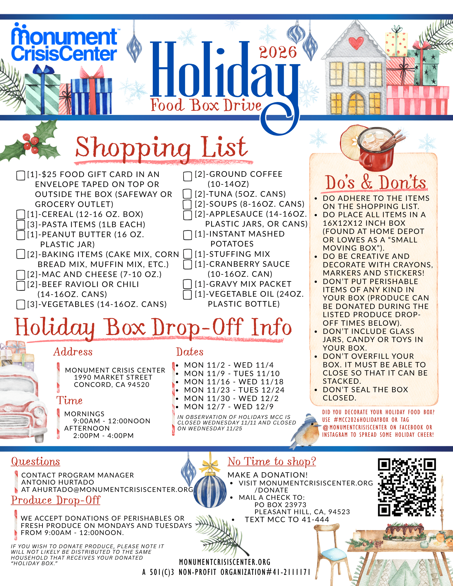 MCC Holiday Food Box Drive 2026